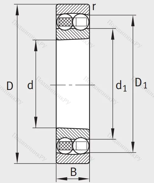 Двухрядный шариковый подшипник 2308 K TVH C 3
