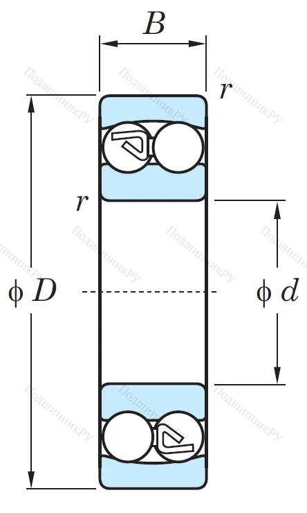 Двухрядный шариковый подшипник 1316
