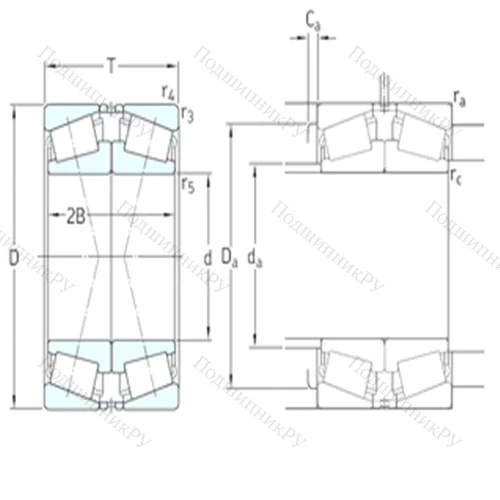 Подшипник роликовый радиально-упорный спаренный 32056X/DF