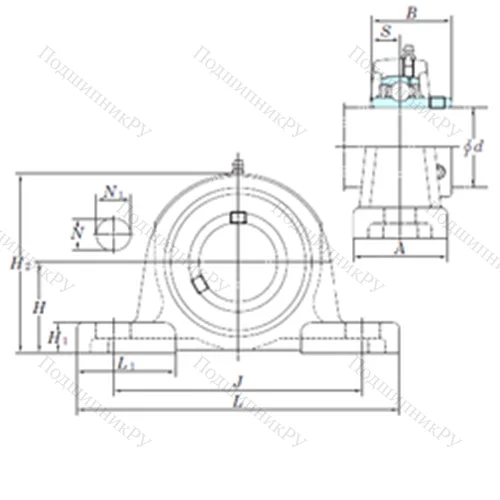 Подшипниковый узел шариковый радиальный UCP 314-44