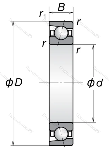 Однорядный шариковый подшипник 7204 AW от производителя  NSK