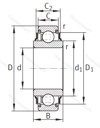 Закрепляемый подшипник 203 KRR-AH 05