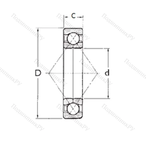 Подшипник шариковый радиально-упорный с четырёхточечным QJ 312