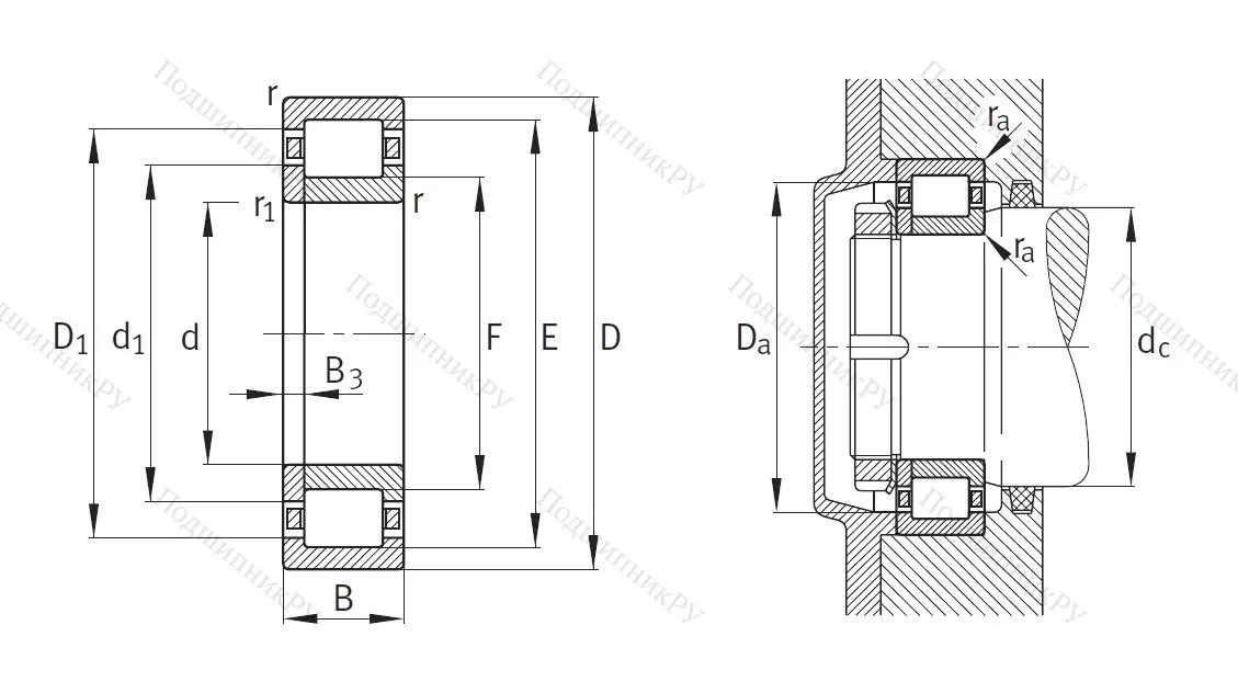Роликовый цилиндрический подшипник NUP 2313 ETVP 2