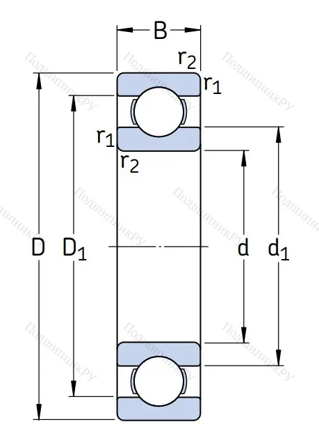 Однорядный шариковый подшипник 6015 M