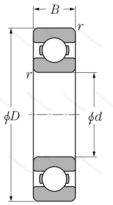 Шариковый однорядный подшипник 6-50305 А1Е (6305 N)