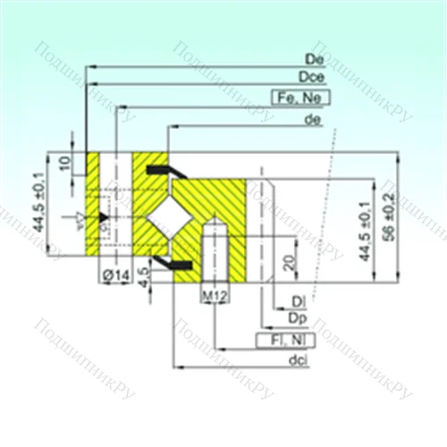 Подшипник роликовый опорно-поворотный ZR 1.14.0414.200-1SPTN