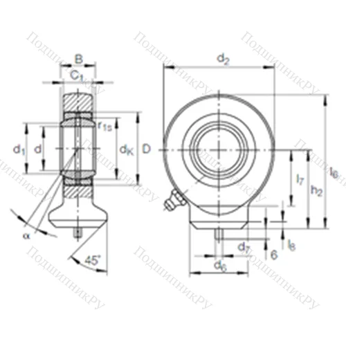 Подшипник скольжения сферический GK 25 DO