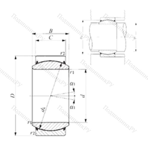 Подшипник скольжения сферический GE 30EC-2RS