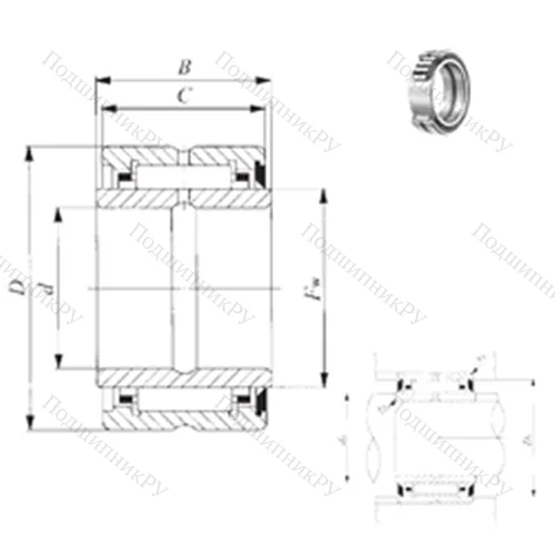 Подшипник игольчатый радиальный BRI 284828 U