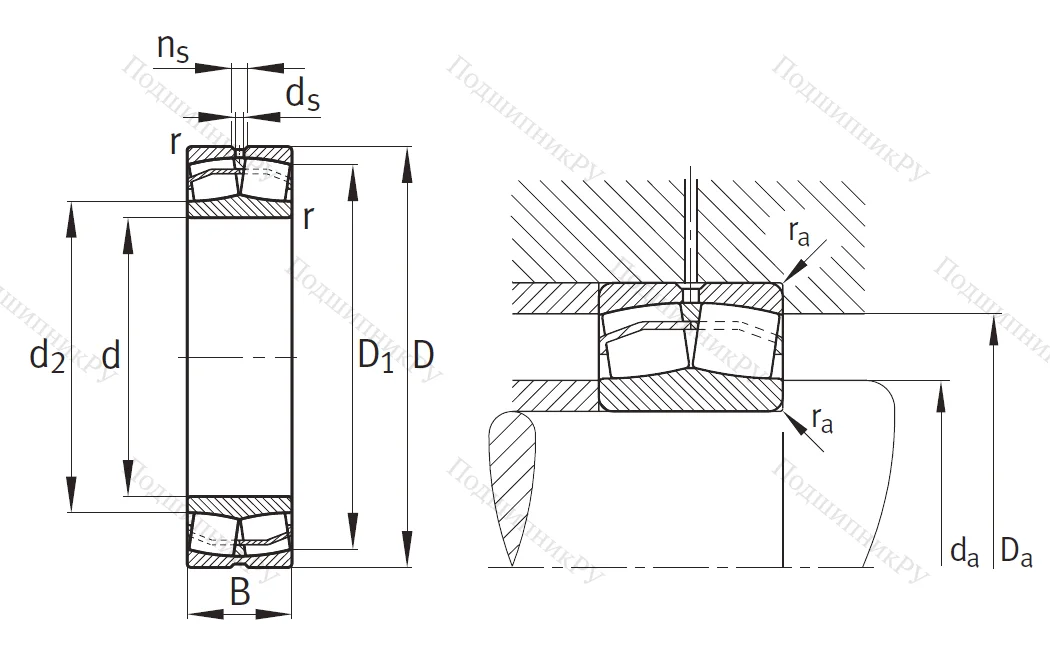 Сферический роликовый подшипник 22208 E 1 XL
