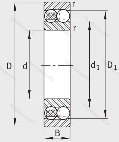 Двухрядный шариковый подшипник 2310 TVH