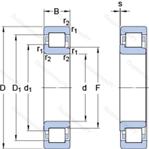 Однорядные цилиндрические роликоподшипники NJ 18/630 ECMA/HB 1