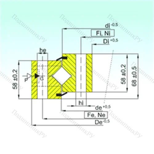 Подшипник роликовый опорно-поворотный NR 1.16.1314.400-1PPN