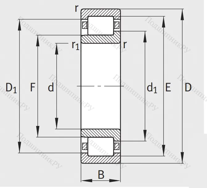 Роликовый цилиндрический подшипник NJ 312 E XL TVP 2