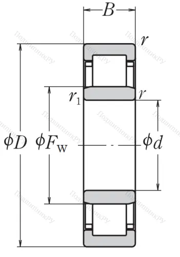 Роликовый цилиндрический подшипник NJ 309 EW C 3 от производителя  NSK