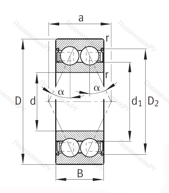 Двухрядный шариковый подшипник 3804 2Z