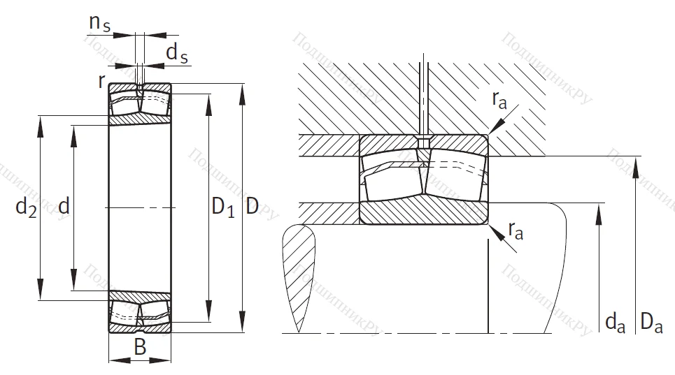Сферический роликовый подшипник с конической посадкой на вал 22215 E 1 XL K C 3