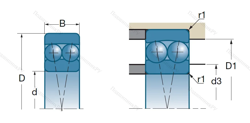 Двухрядный шариковый подшипник 1309
