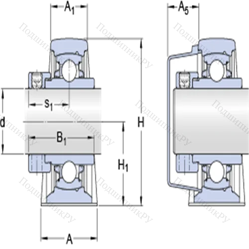 Стационарные подшипниковые узлы типа Y (литой корпус, крепление стопорными винтами) SY 50 WDW