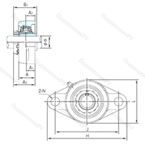 Подшипниковый узел шариковый радиальный UKFL 318+H 2318