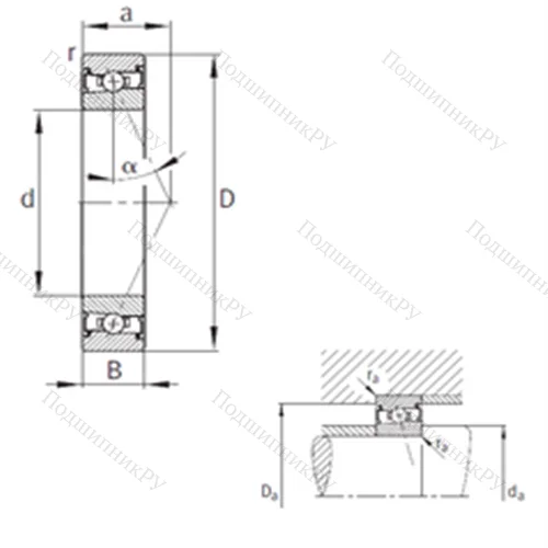 Подшипник шариковый радиально-упорный HSS 7019-E-T-P 4S