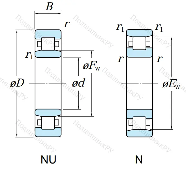 Роликовый цилиндрический подшипник N 211