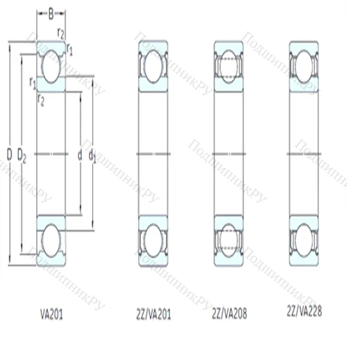 Подшипник шариковый радиальный 6204-2Z/VA 201