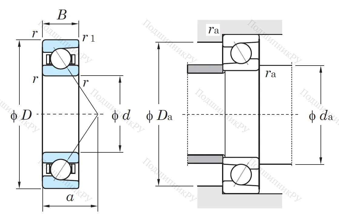 Однорядный шариковый подшипник 7216 B