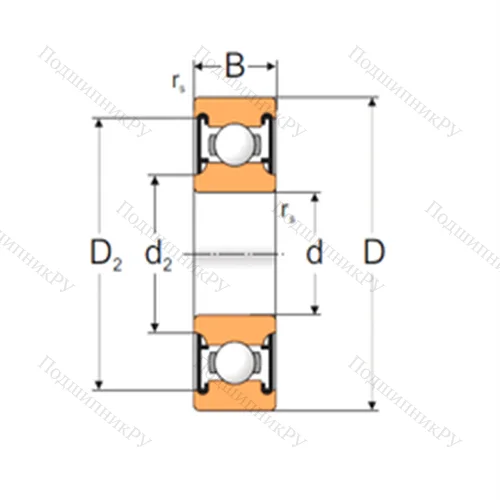 Подшипник шариковый радиальный 6206-2RS 1