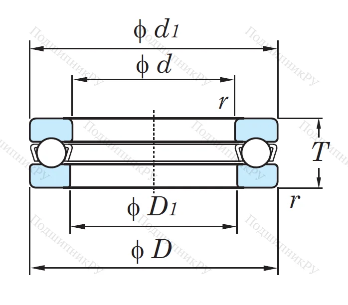 Упорный шариковый подшипник 51215
