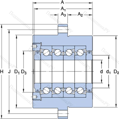 Прецизионные упорно-радиальные шарикоподшипники для винтовых передач, узел-картридж с фланцевым корпусом FBSA 205/QBC
