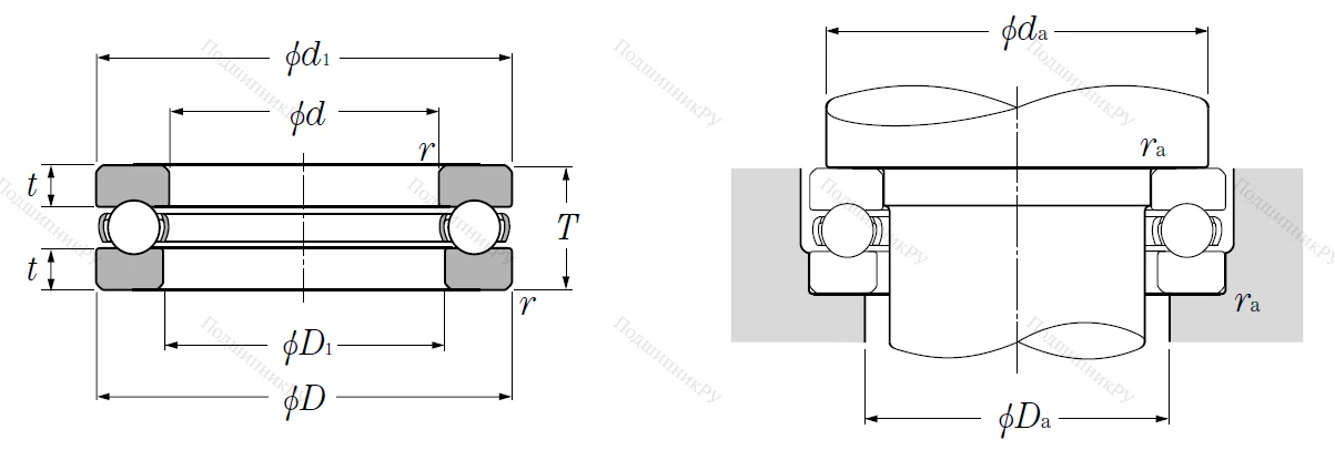 Упорный шариковый подшипник 51105