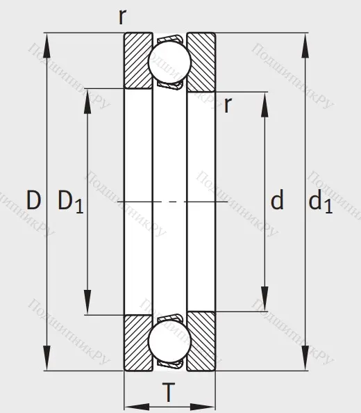 Упорный шариковый подшипник 51407