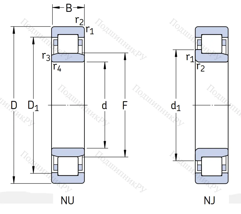 Роликовый цилиндрический подшипник NJ 2309 ECP/C 4
