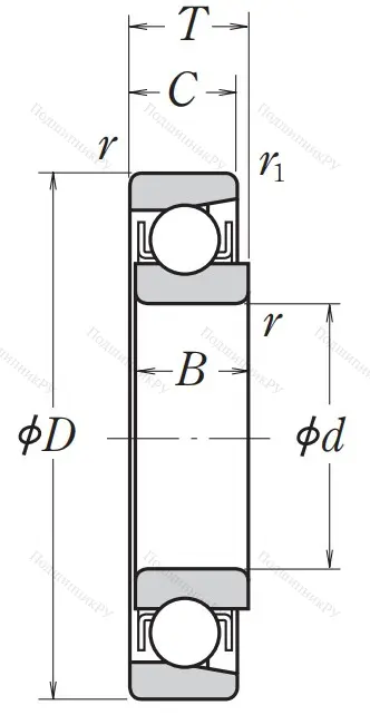 Однорядный шариковый подшипник BO 17
