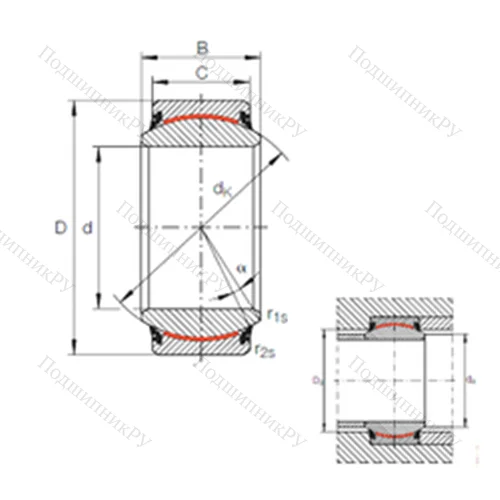 Подшипник скольжения сферический GE 45 UK-2RS