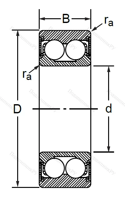 Радиально-упорный шариковый подшипник 3056305 2RS (3305 A 2RSTN)