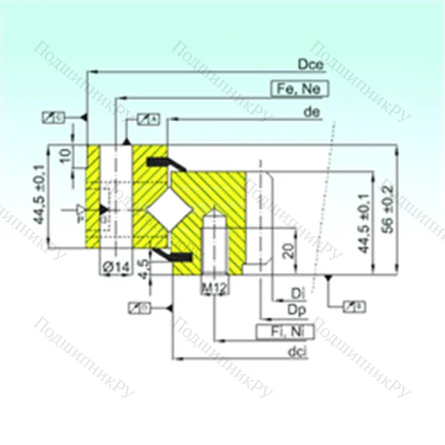 Подшипник роликовый опорно-поворотный ZR 1.14.0414.201-3SPTN