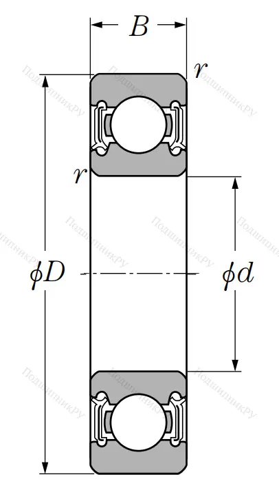 Однорядный шариковый подшипник 6222 LLU C 3