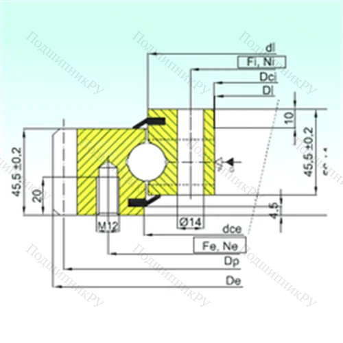 Подшипник шариковый опорно-поворотный EB 1.20.0414.201-2STPN