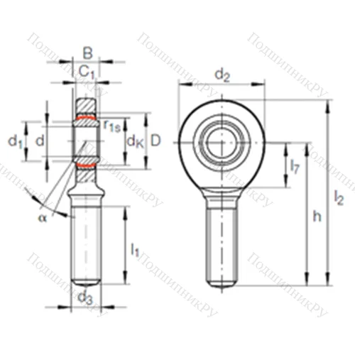 Подшипник скольжения сферический GAR 6 UK