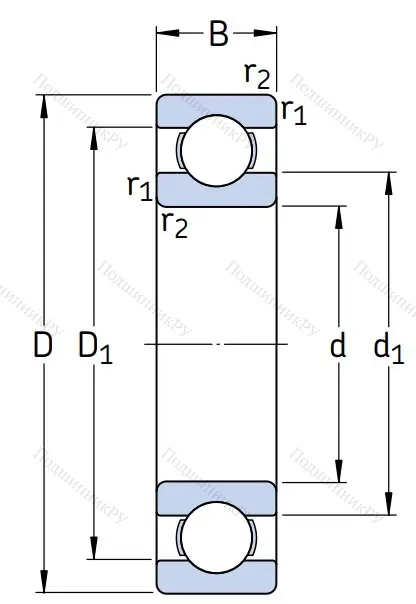 Однорядный шариковый подшипник 6204 C 3