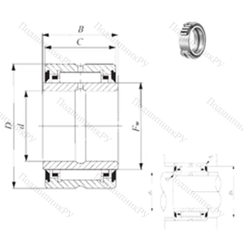 Подшипник игольчатый радиальный BRI 82016 UU