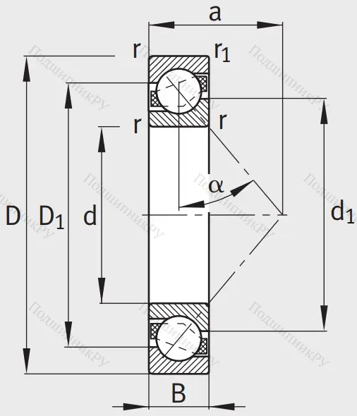 Однорядный шариковый подшипник 7312 B XL TVP