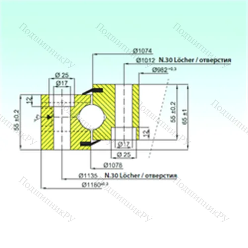 Подшипник шариковый опорно-поворотный NB 1.25.1076.200-1PPN
