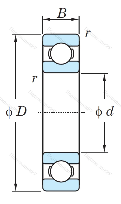 Однорядный шариковый подшипник 6322 C 3
