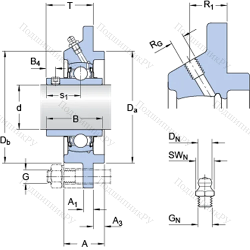 Фланцевые подшипниковые узлы типа Y (литой корпус, круглый фланец, крепление стопорными винтами) FYC 25 TF