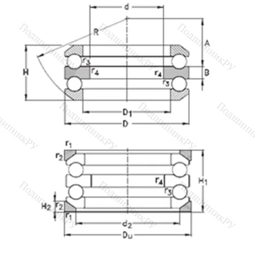 Подшипник шариковый упорный 54307+U 307