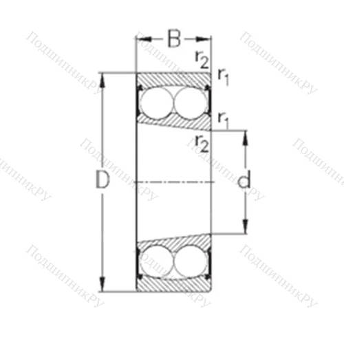 Подшипник шариковый радиальный самоцентрирующийся 2206-K-2RS